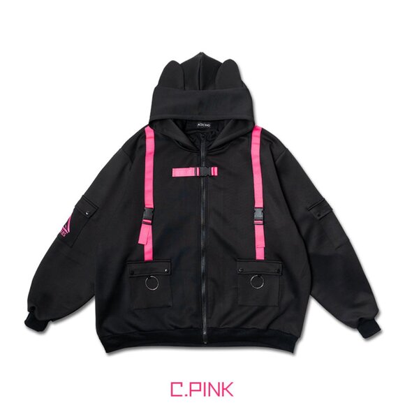 ACDC RAG Uzurai Cyberpunk Tech Oversized Black Pink Jacket - Picture 1 of 4